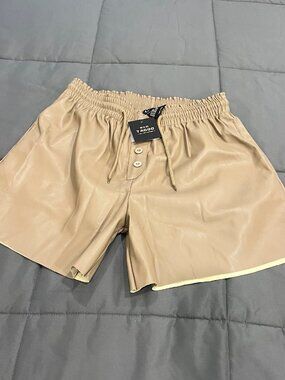 Tagoo Taupe Faux Leather Shorts 2XL Festival Boho Chic Pull-On NWT Plus Size